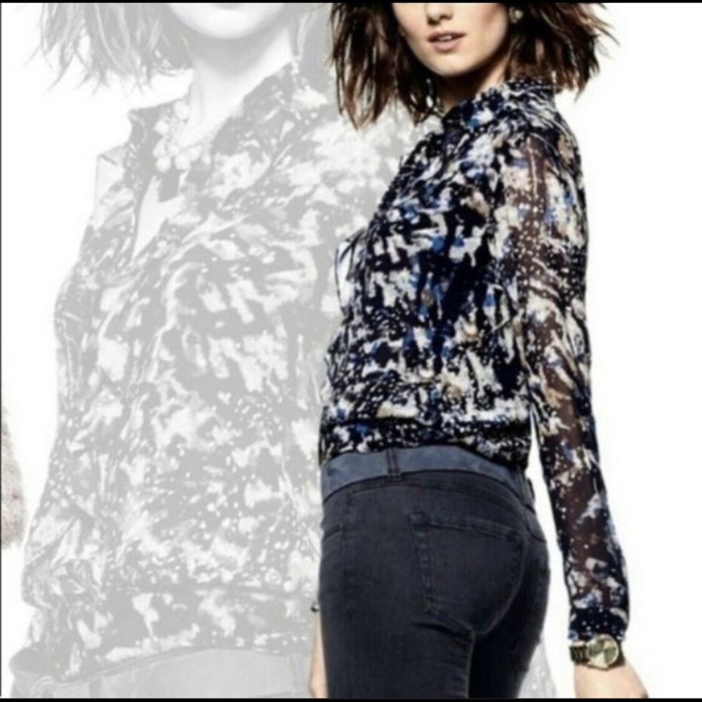 CAbi Starry Night Ruffle Blouse 3066 Medium